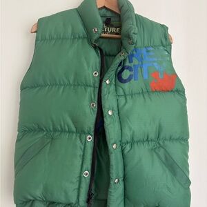 Rare Freecity Green Puffer Vest Life Nature Love